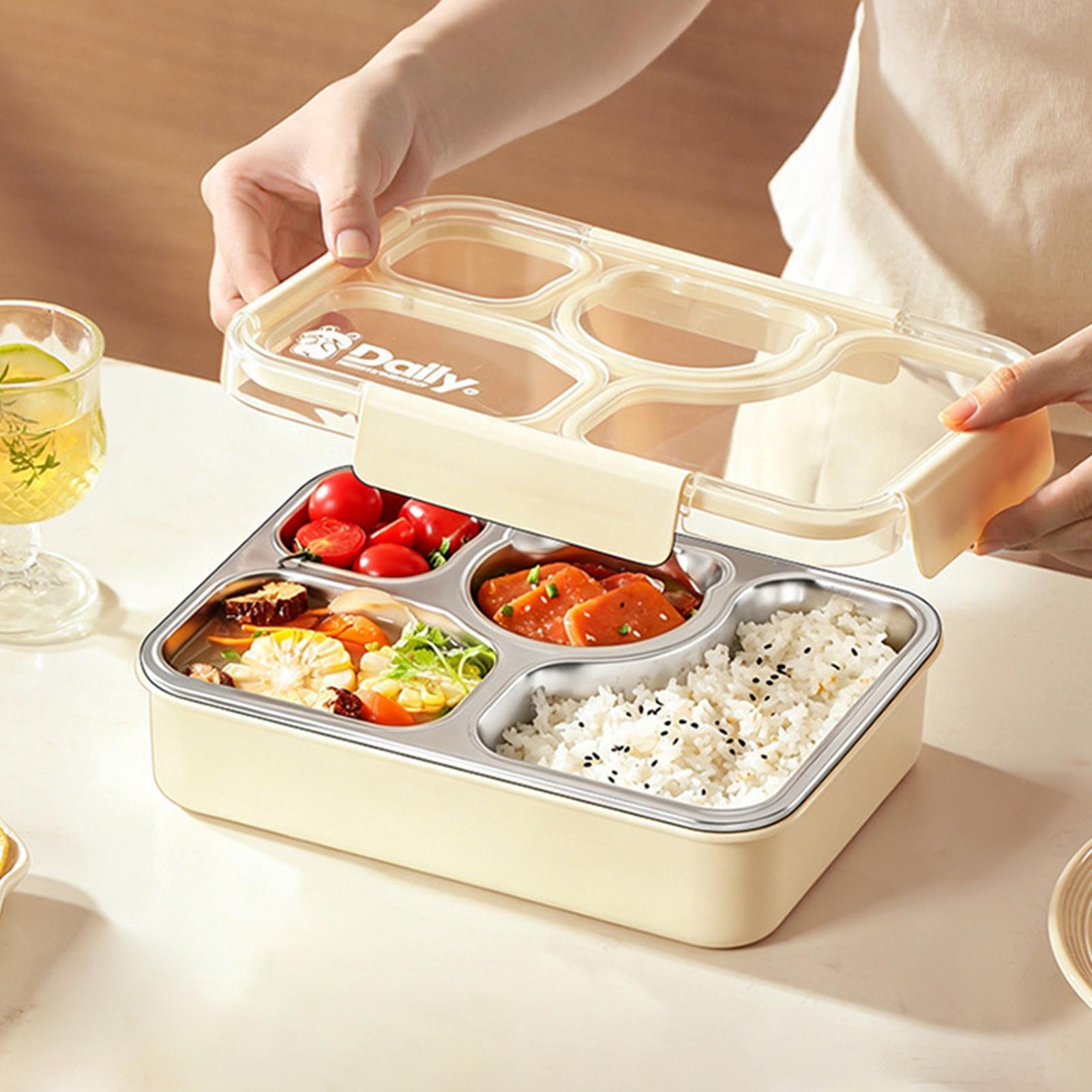 Food Storage With Compartments - Pojemnik na lunch z sztućcami, wielokomorowy,