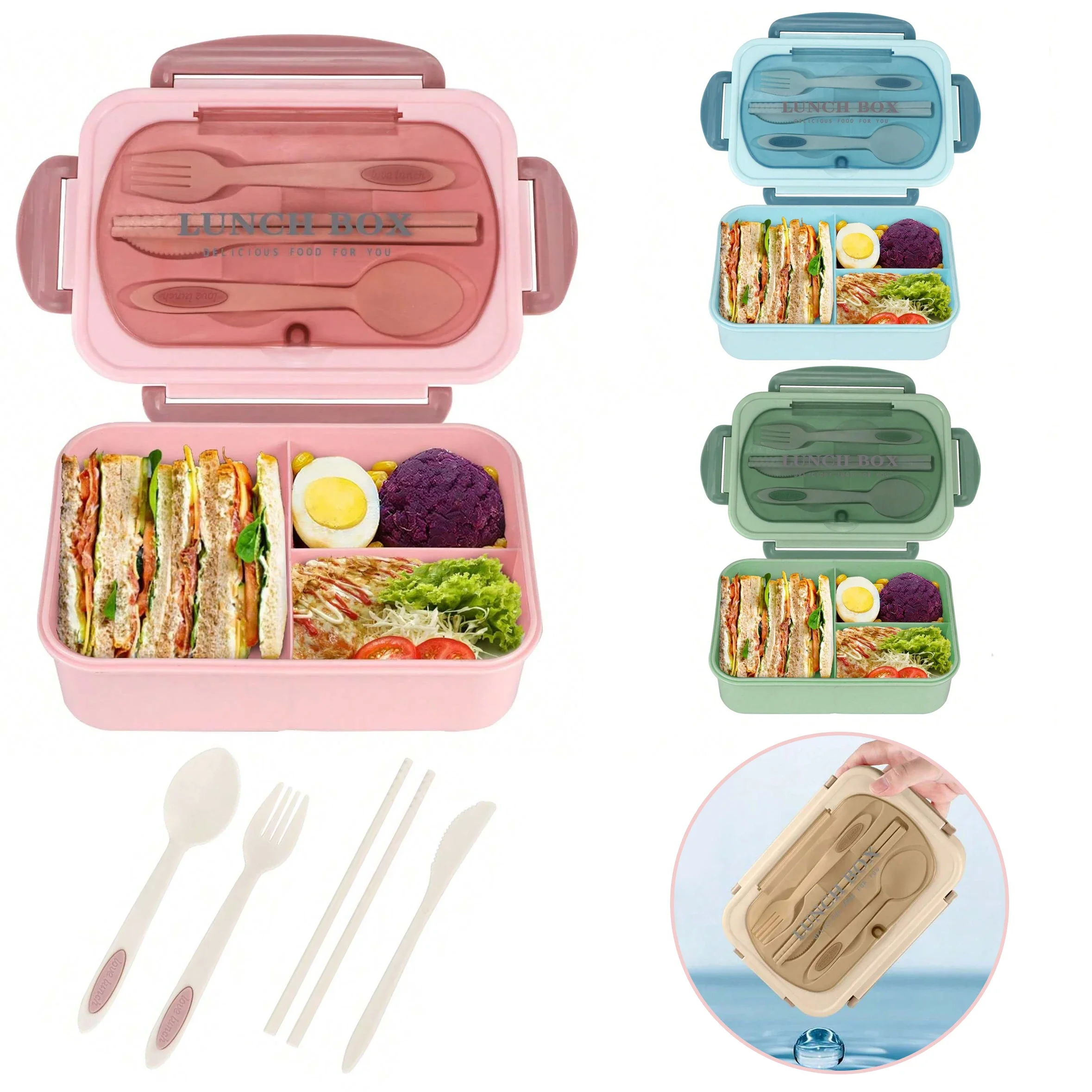 Food Storage With Compartments - Pudełko Bento dla dorosłych z 3