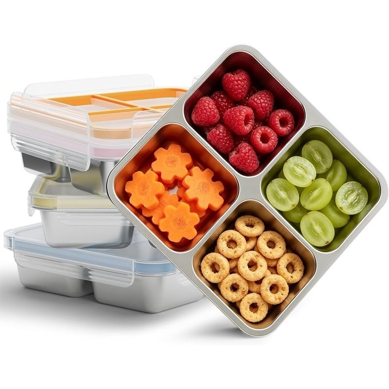 Food Storage With Compartments - GIGI 4-pakowe pojemniki na przekąski ze