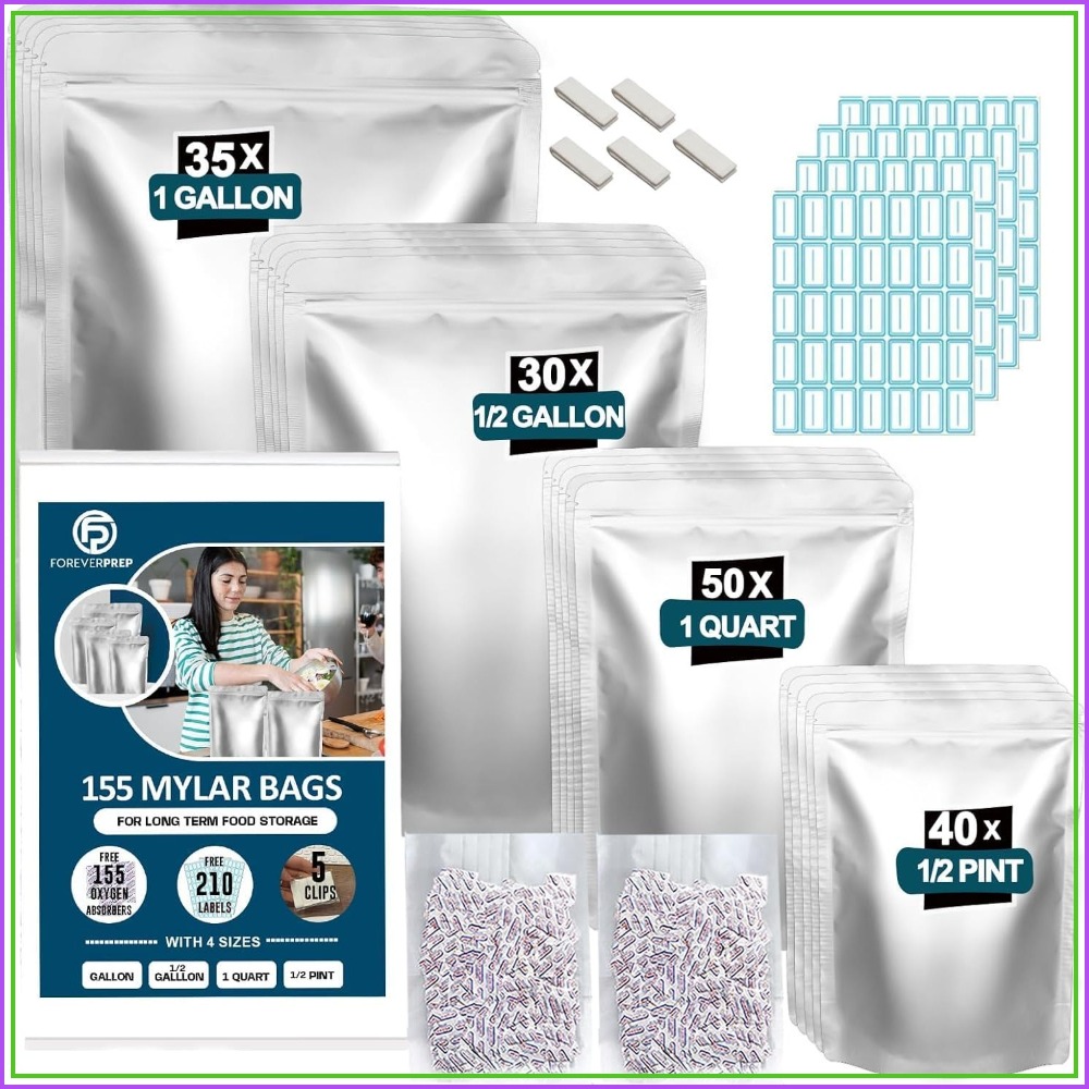 Food Storage Labels - 155 torebek mylarowych z 155 pochłaniaczami