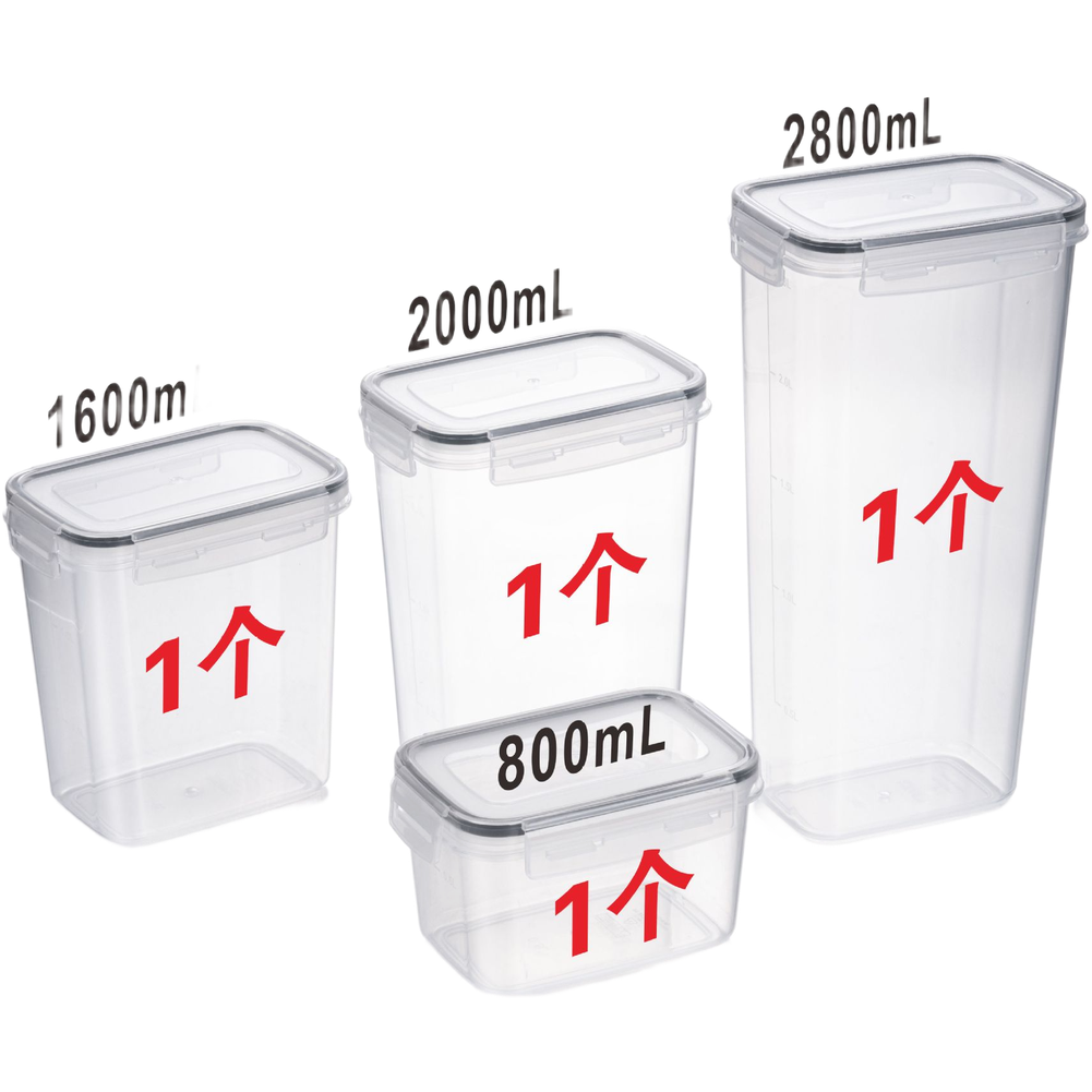 Food Storage Long Term - Zestaw kwadratowych, przezroczystych, hermetycznych pojemników do