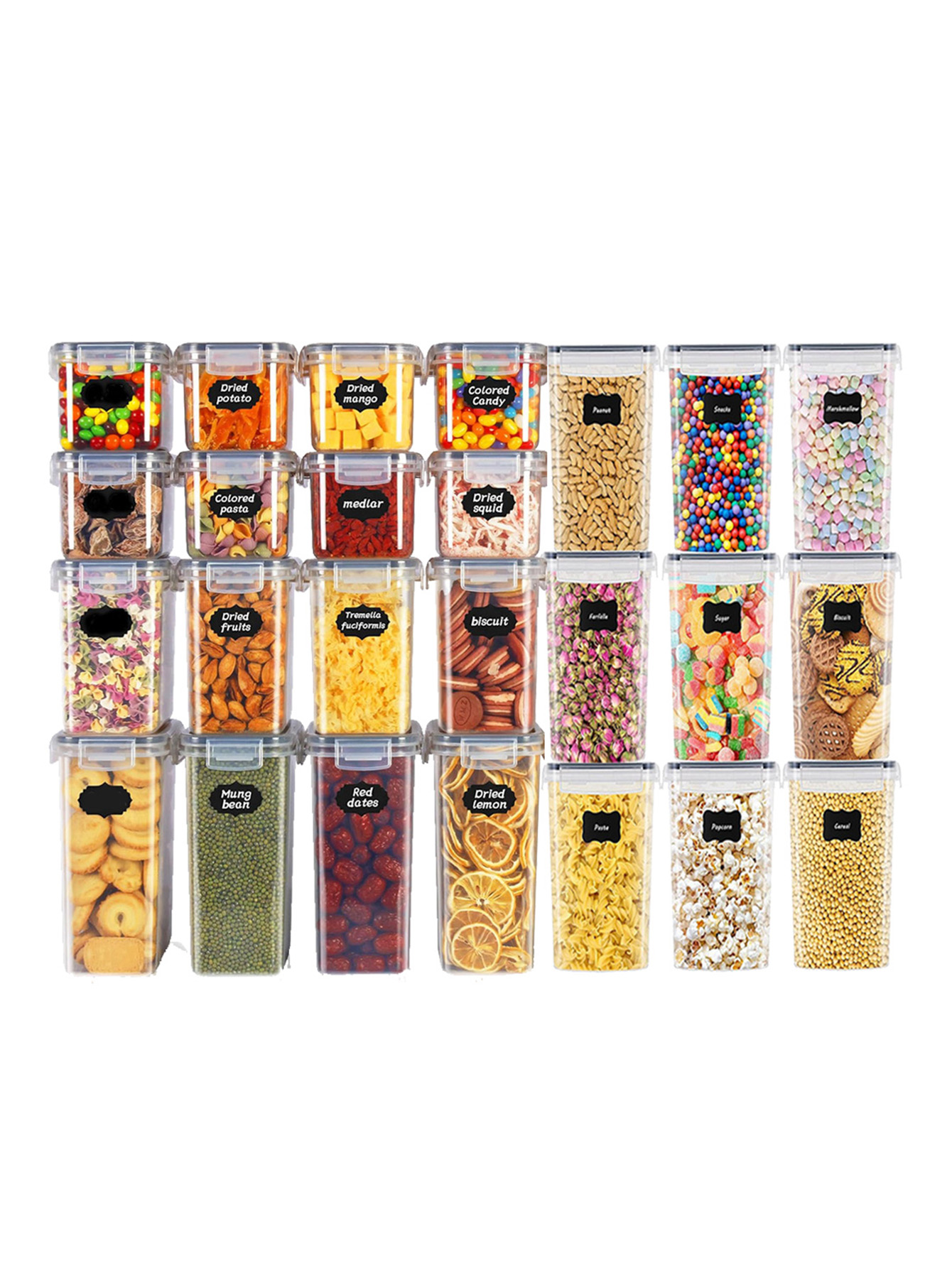 Food Storage Labels - 48 sztuk, szczelne pojemniki do przechowywania