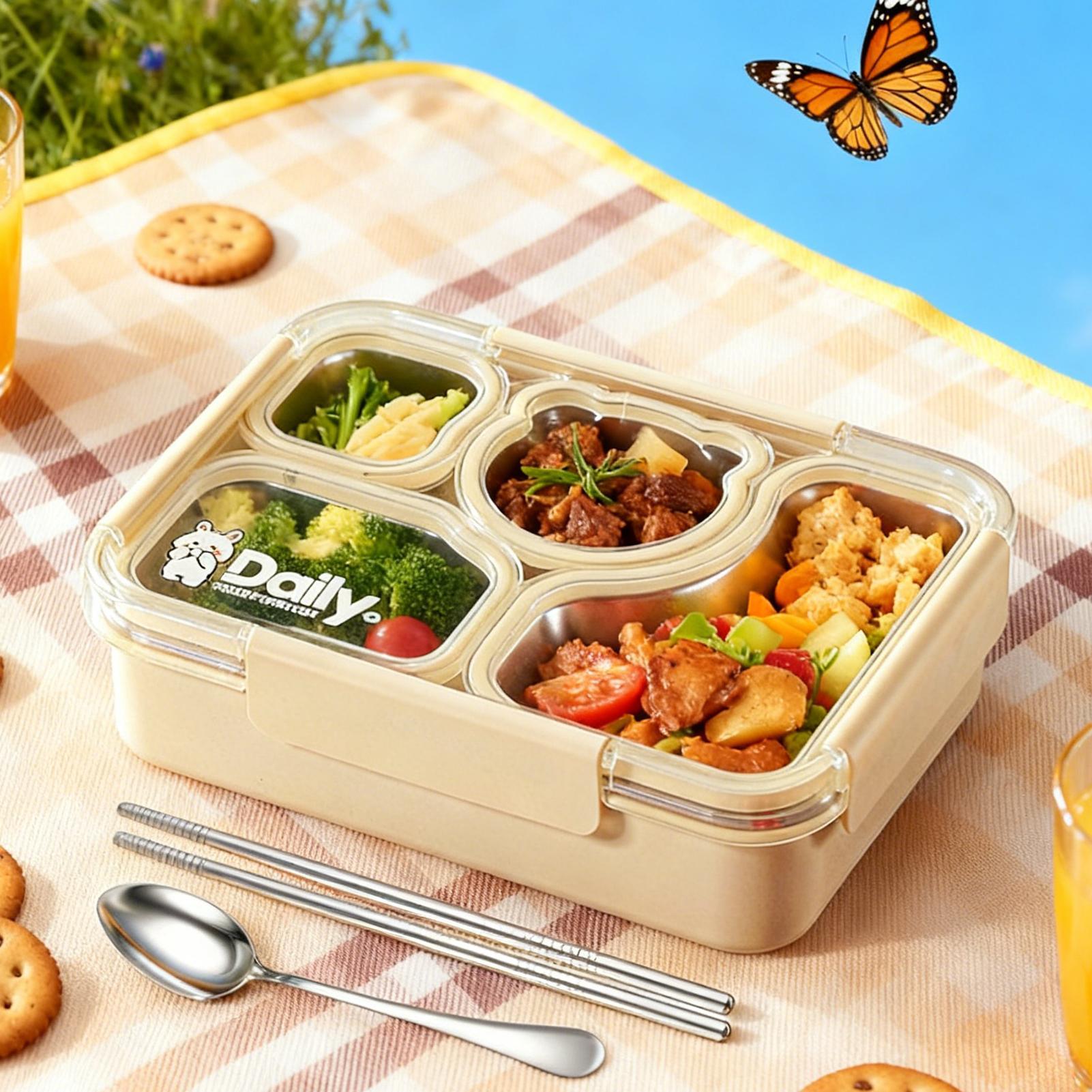 Pojemnik na lunch z sztućcami, – Food Storage With Compartments recenzja i cena