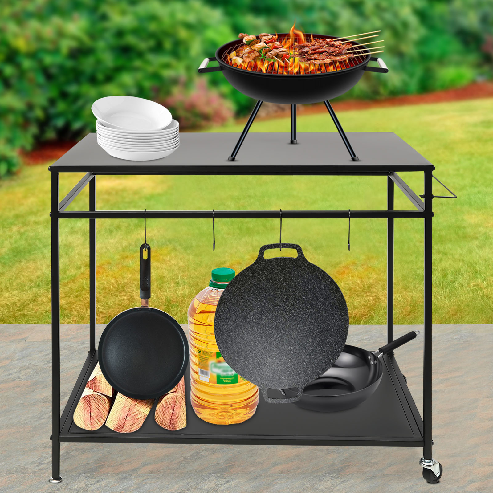 Dwupoziomowy, mobilny stół do  – Food Storage Shelving recenzja i cena