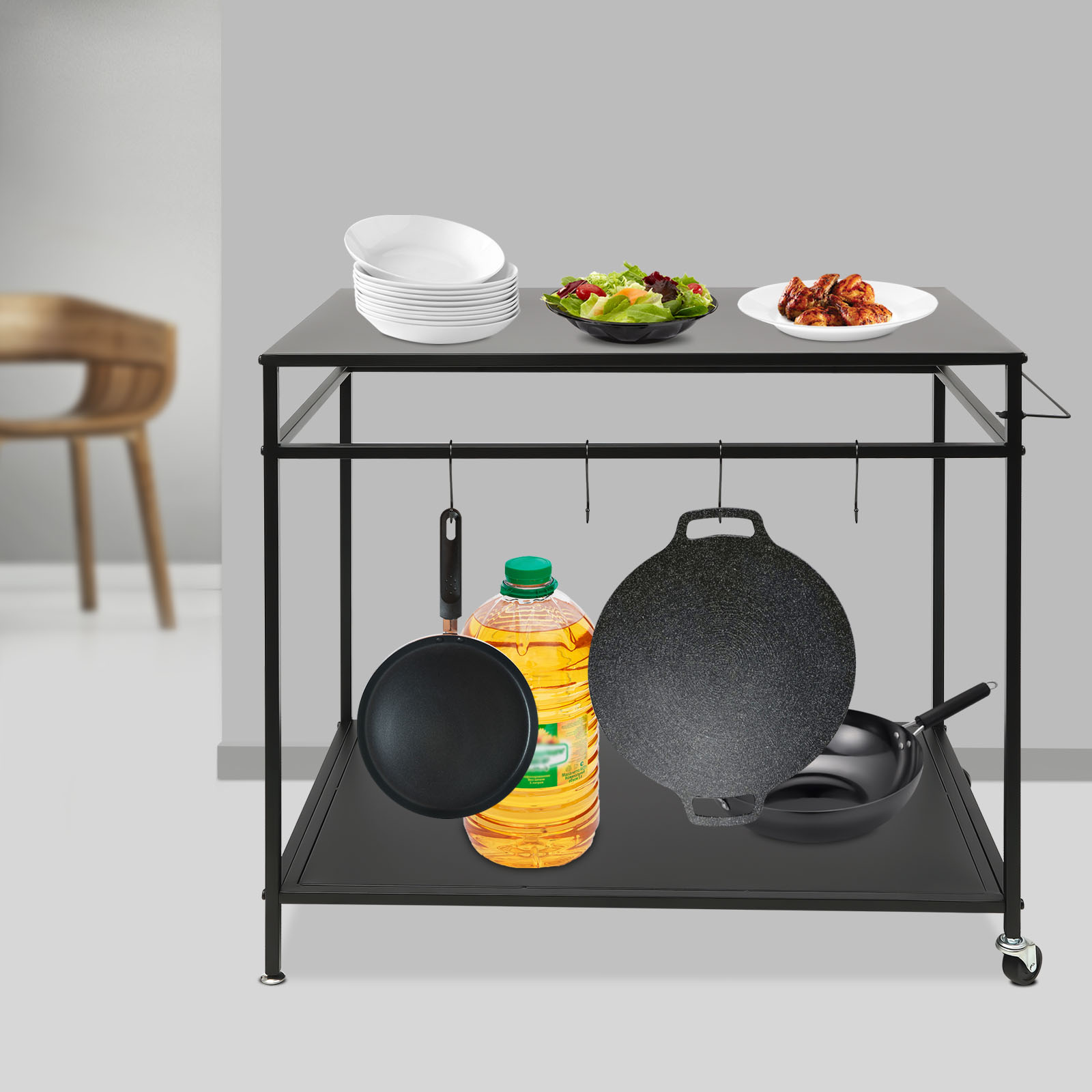 Dwupoziomowy, mobilny stół do  – Food Storage Shelving recenzja i cena